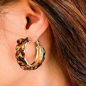 Tortoise Chain Hoop Earrings